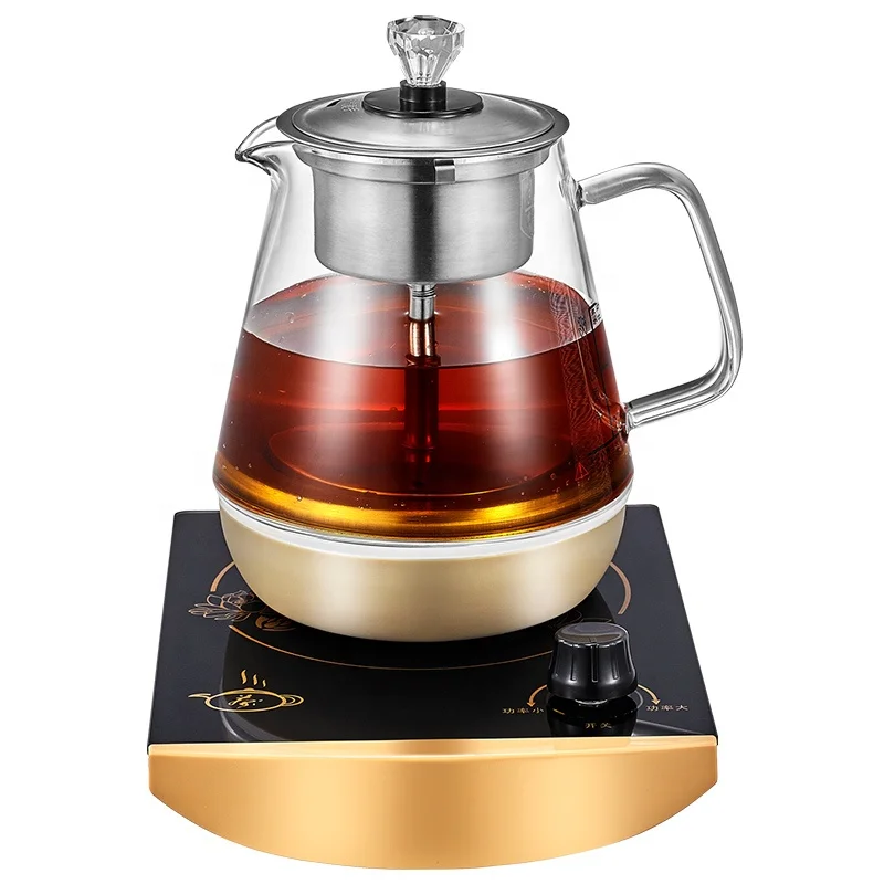Electrical Appliance Chinese Tea Kettle Glass And Stainless Steel Material Connector Kettle Multi Power Adjusting
