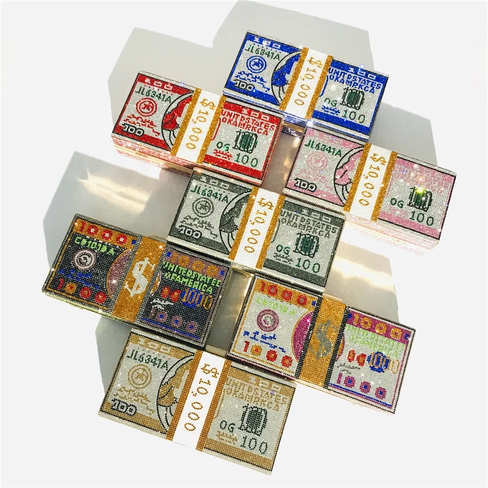 
 2020 Дизайнерский Модный роскошный клатч в виде долларового знака, сумка-кошелек, женский клатч в виде долларового доллара со стразами, блестящий кошелек, сумка  