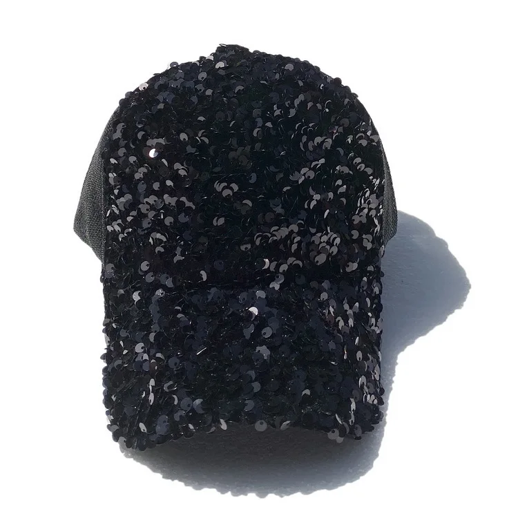 2022 new custom sequin baseball hat street cool boy dome sports hat adjustable green triangle sequin mesh hat