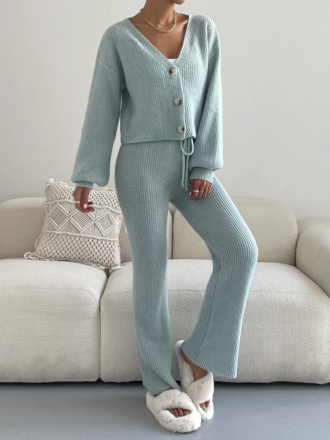 women sweater suit two piece pants set two piece sweater set for women