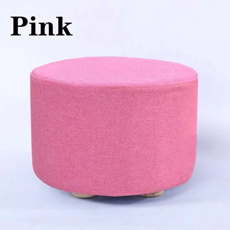Modern Round Ottoman Foot Rest  four-legged Stool Pouf Ottoman with Linen Fabric and Non-Skid