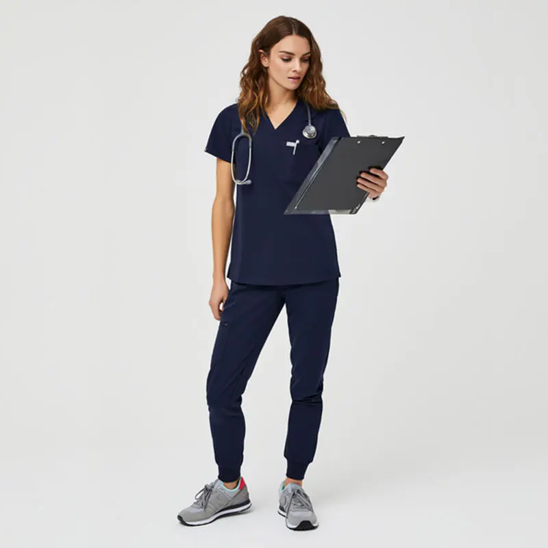 Nurse Working Wear Solid Color Nursing Scrubs Women Uniforms Work Top And Pants Medical Clothing