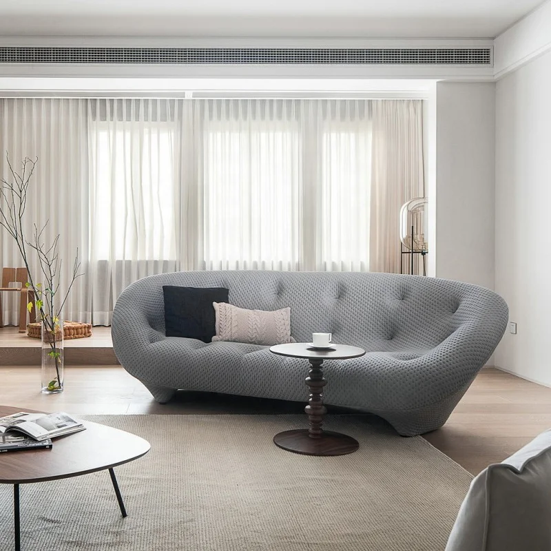 Modern designer style living room furniture sectional 3 seat fabric grey shaped sponge sofa couch