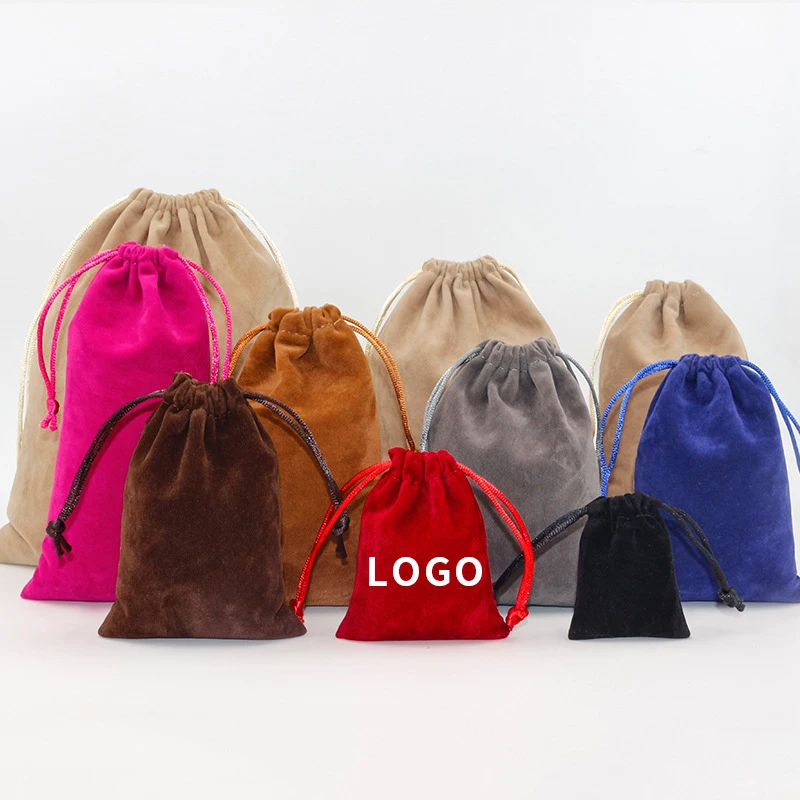 Wholesale velvet jewellery drawstring pouch custom  velvet gift  jewelry  bag with logo