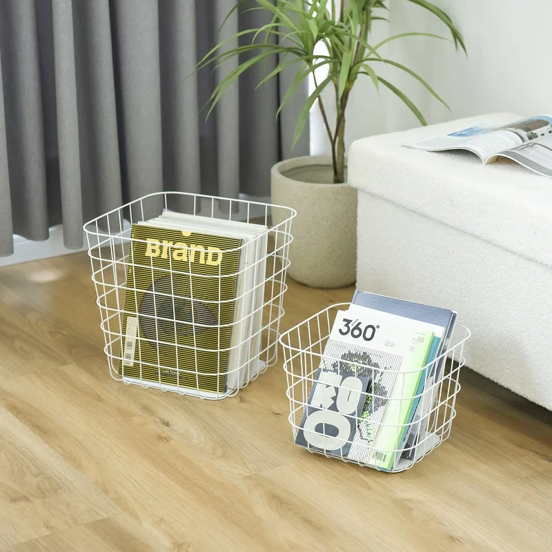 2 Pack  Metal Basket with iron board Steel Stackable Basket
