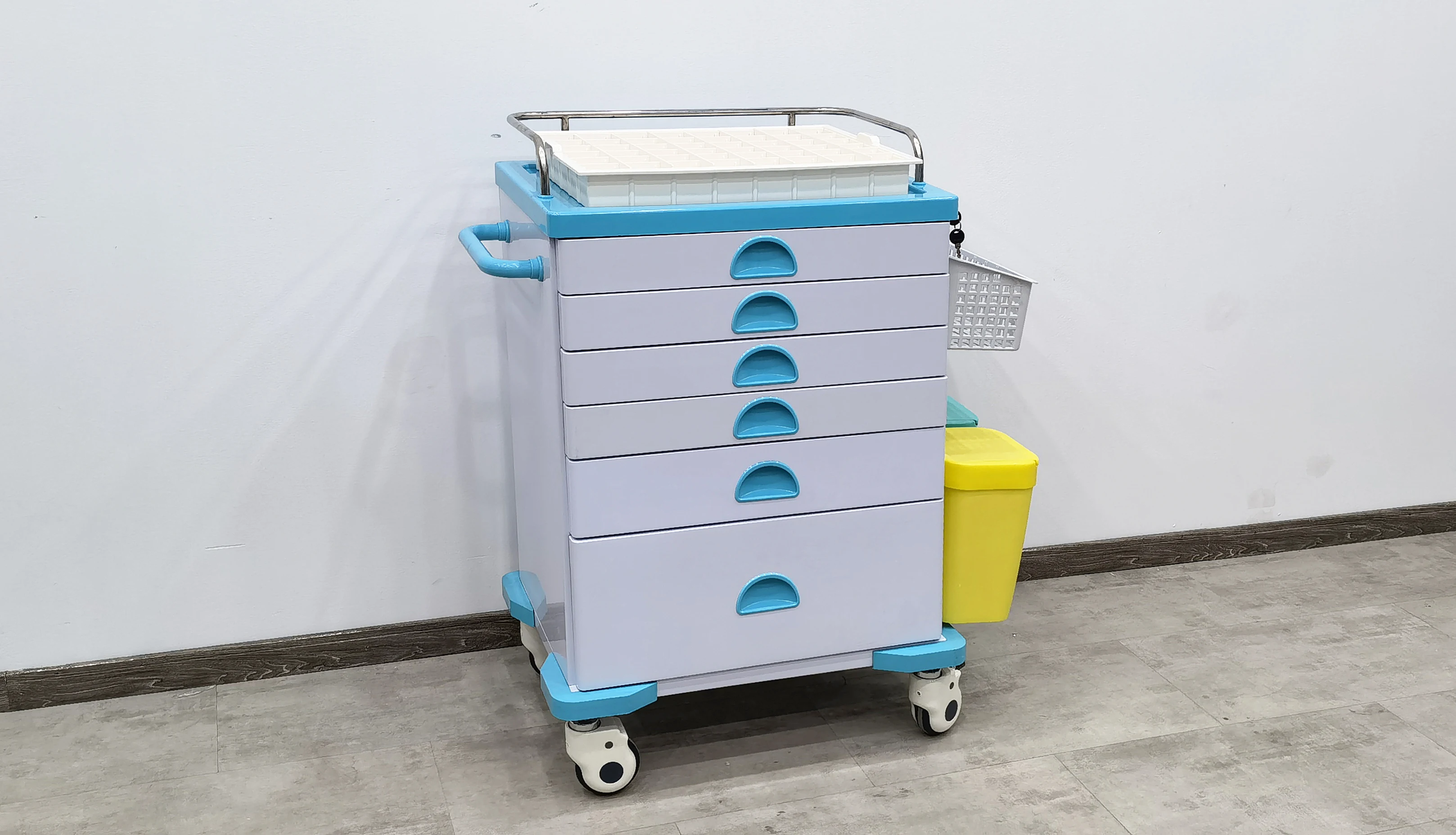 Ginee Medical Abs Plastic Medicine Medical Cart Emergency Treatment Trolley For Clinic Hospital Medical Crash Cart