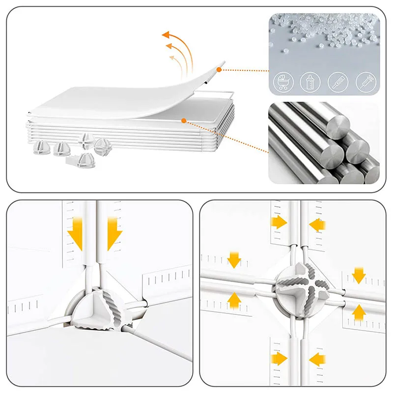 DIY plastic cabinet assembled stackable waterproof storage wardrobe clothes almirah