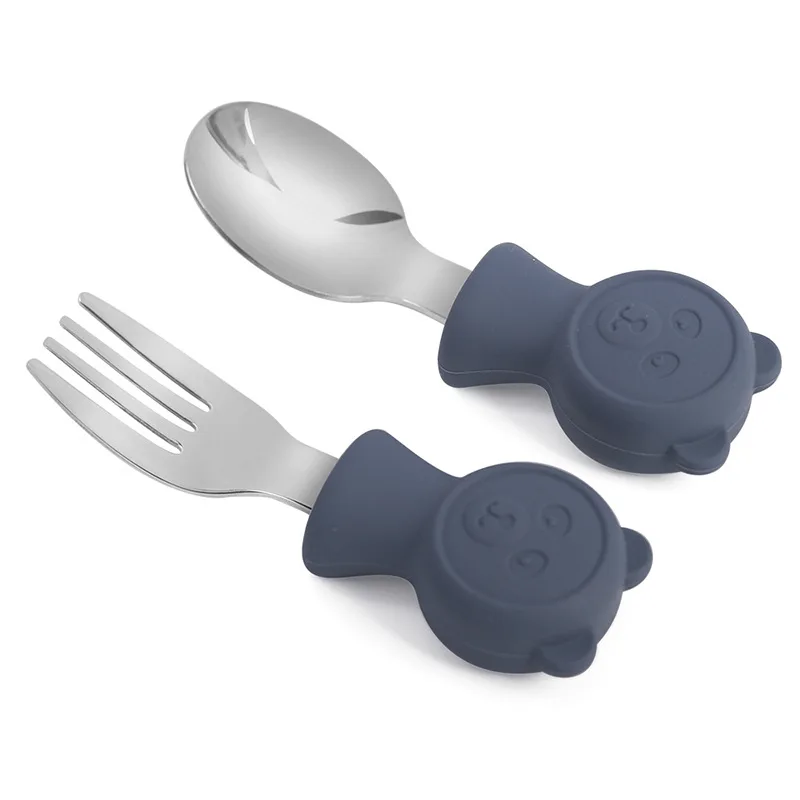 Children Utensil Stainless Steel Soon fork set Toddler Dinnerware Cutlery Cartoon Infant Food Feeding Spoon Fork