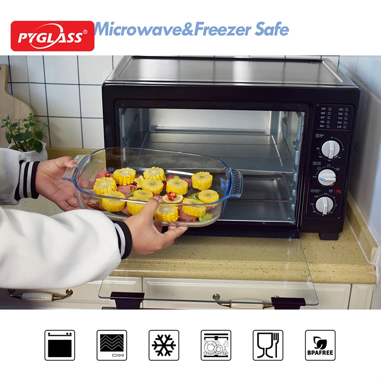 Rect. Glass Bakeware with handle, Baking Pans for Lasagna, Leftovers, Cooking, Kitchen, Freezer-to-Oven