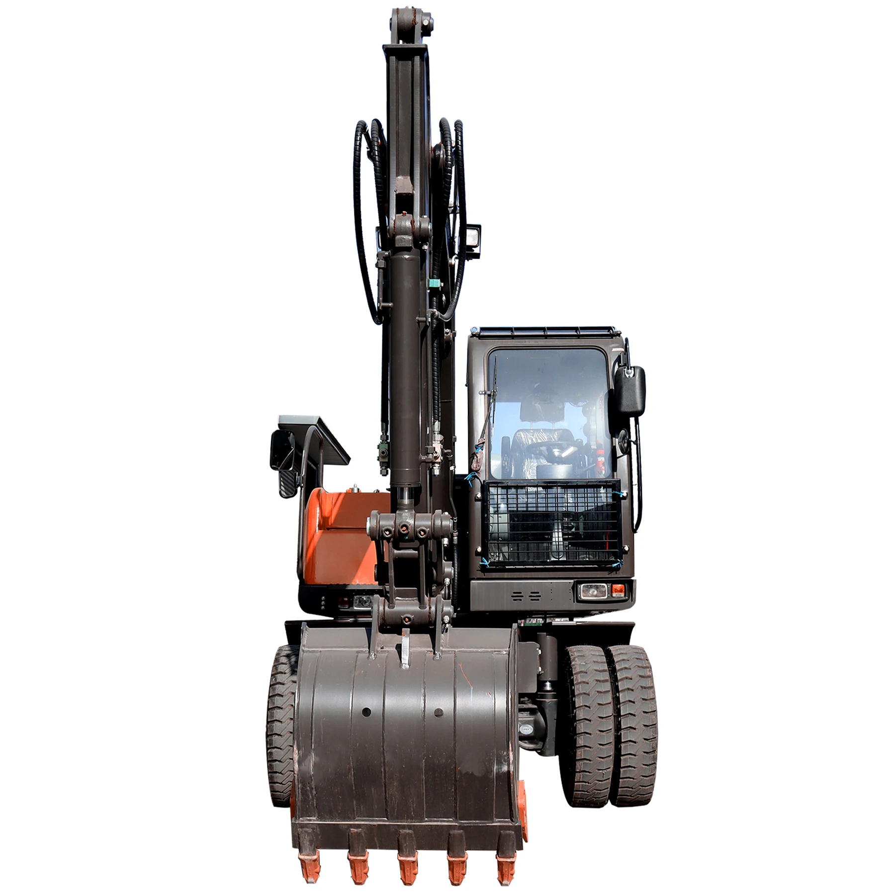 Earthmoving machinery 7.5 ton wheel excavator can rotate for construction