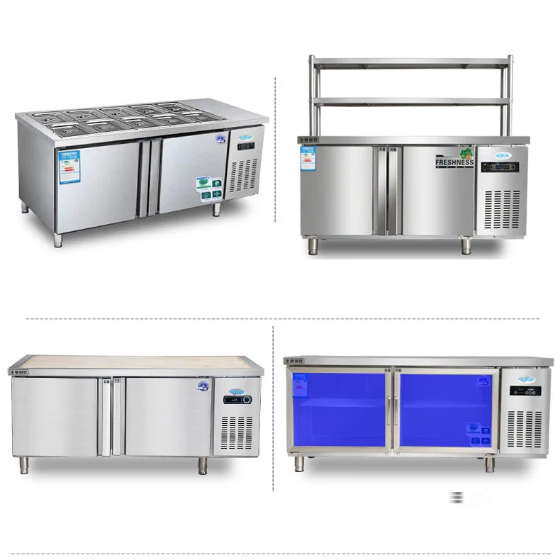 Refrigerating table Commercial freezer freezer stainless steel work table refrigerator fresh-keeping cabinet kitchen