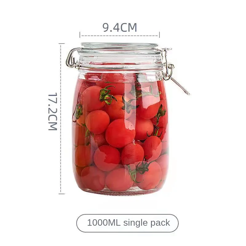 Wholesale Thickened Glass Airtight Jar With Lid Buckle Grain Storage Jar Kimchi Jar Honey Canned Bottle