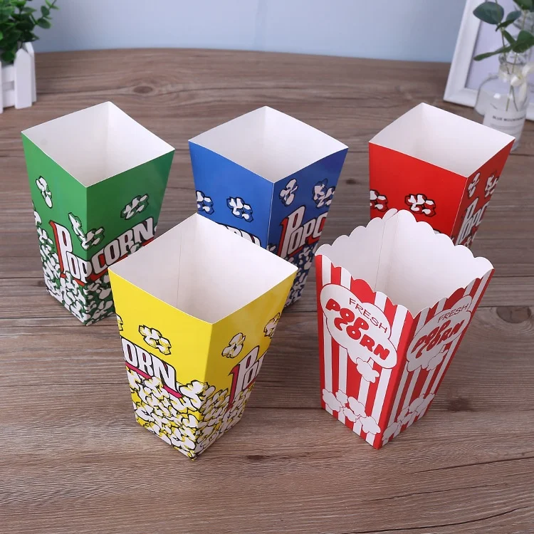Wholesale custom printed disposable paper popcorn cup tub Hot sale take away food box packaging box for fried chicken and chips