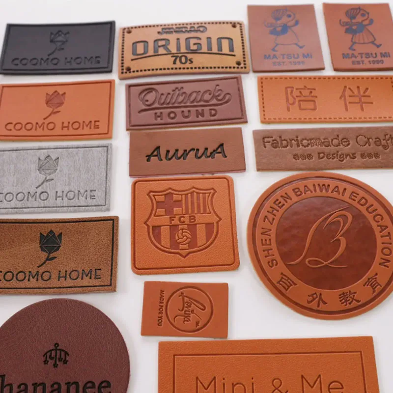 Custom high quality leather PU patches with logo for clothing accessories bags jeans