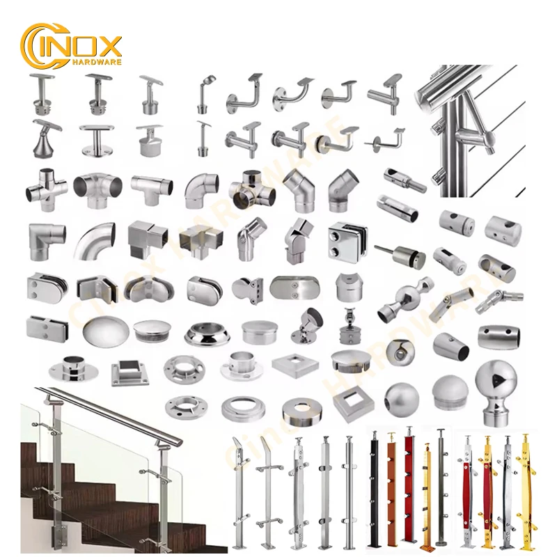 China Supplier 304L 316L Stainless Steel Pipe Fittings Glass Clips Cinox Hardware Handrail Accessories Glass Clamps Balustrade