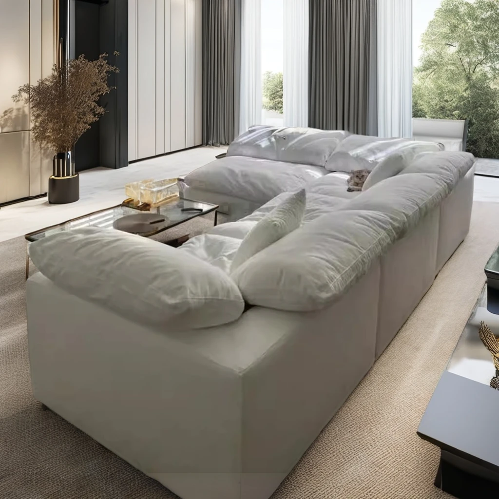 WESOME Italian 4+1 Seater Luxury American Corner Modular Sectional Sofa Set Furniture Couch For Living Room