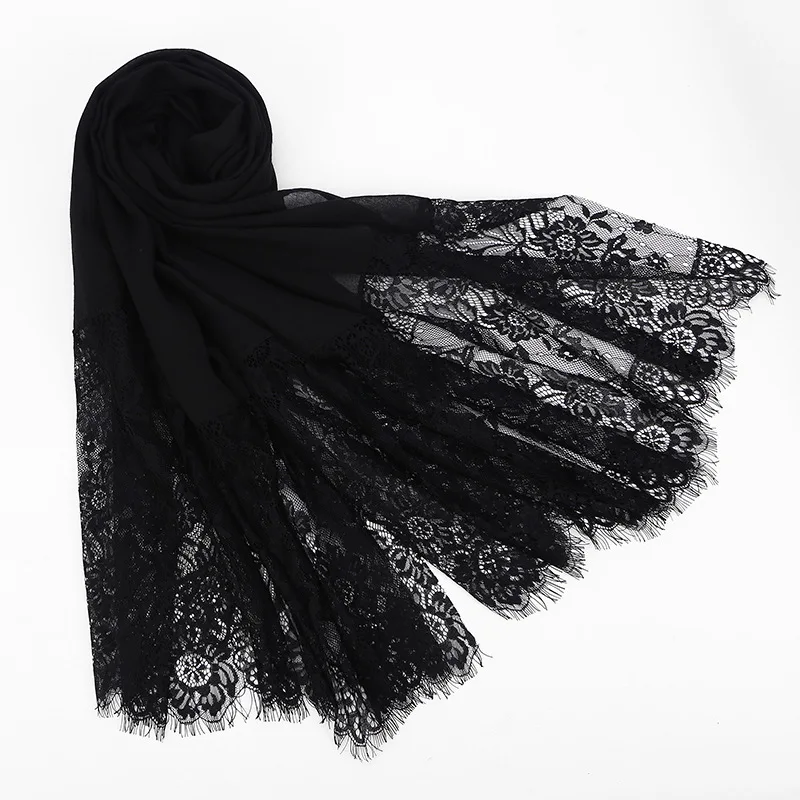 MXCHAN SJH2176 Hot sale feather lace hijabs cotton hijab lace scarf hijab