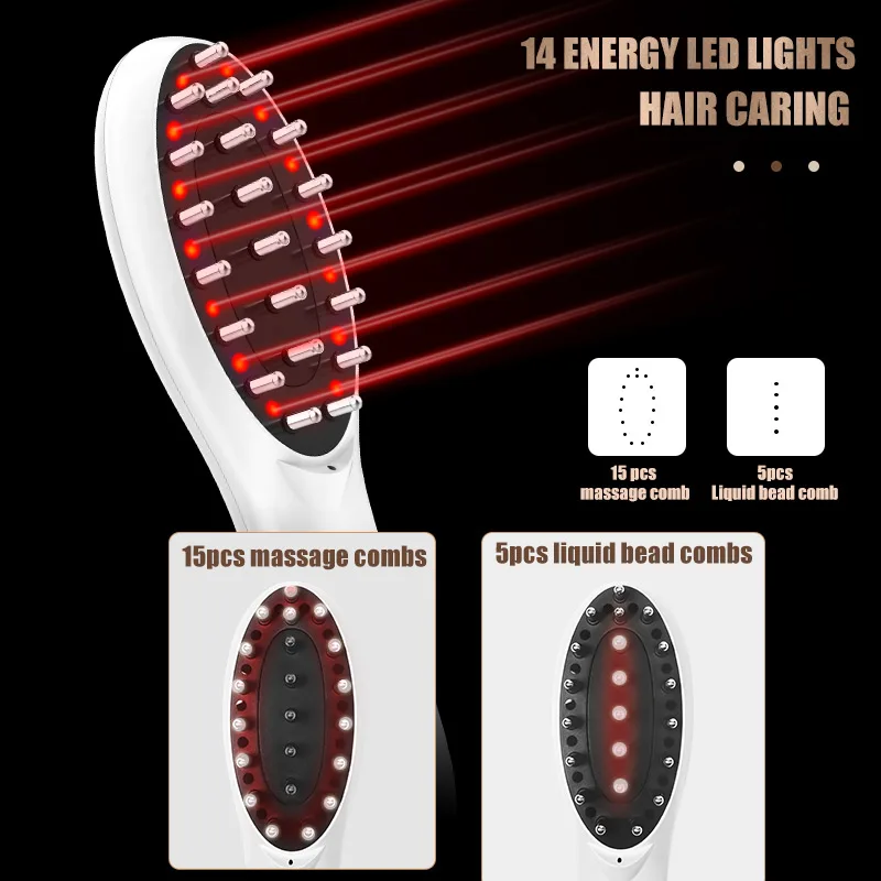 Wireless Blue Red Light Therapy EMS Vibration Head Scalp Massager Electric Hair Growth Massage Comb