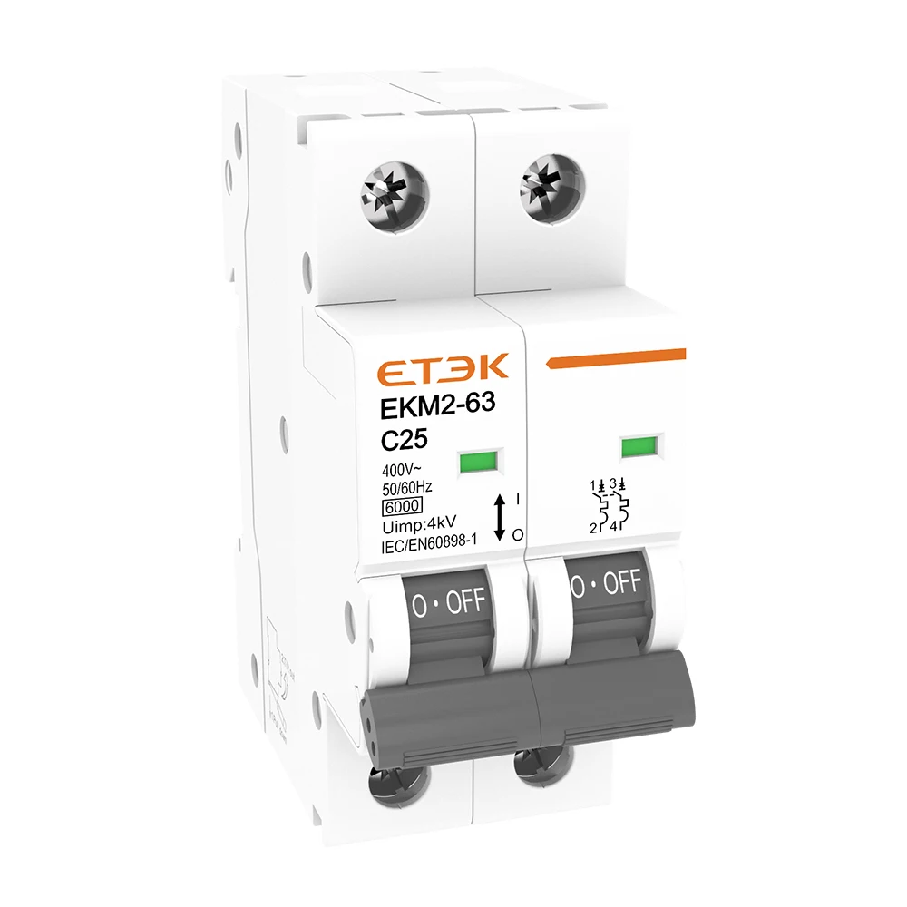 ETEK circuit breaker manufacture EKM2-63 2 phase 6ka 16A MCB solar miniature circuit breaker for house use mcb