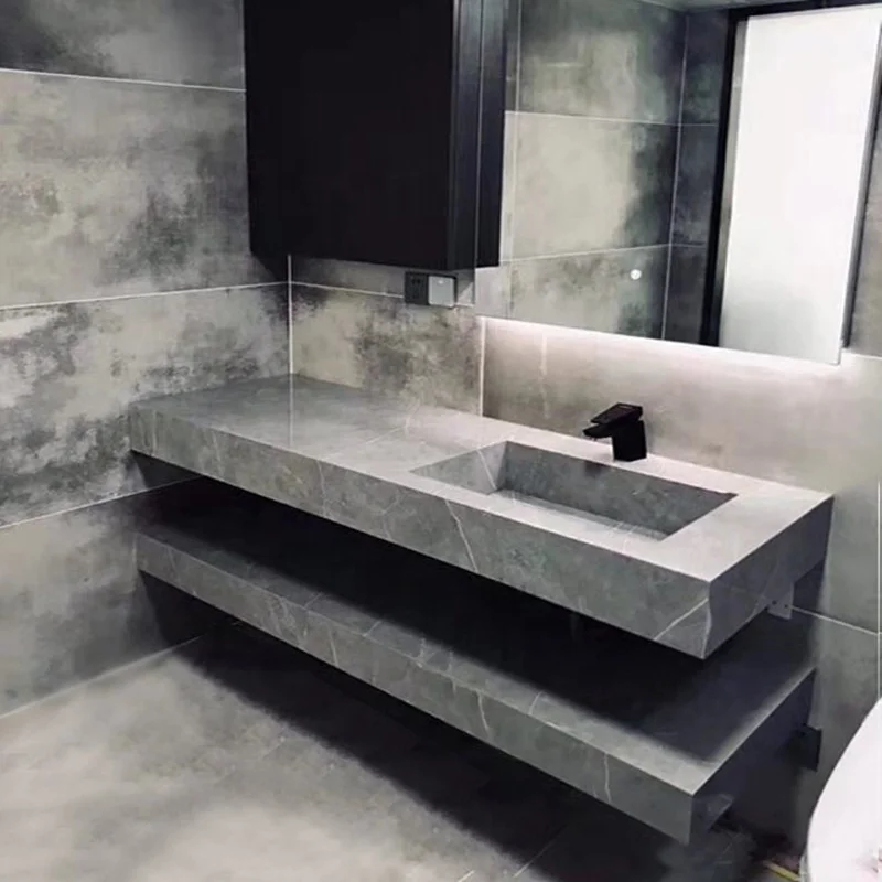 Italian porcelain counter-top ceramic basin Cabinet Sintered Surface Stone Couter-tops Bathroom Vanity