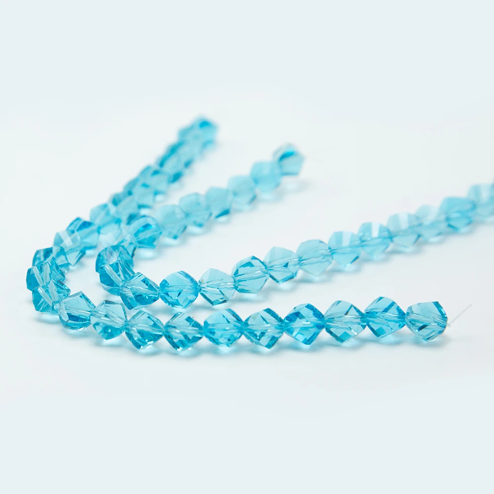8mm Blue Glass Beads Faceted Twist Beads for Jewelry Making