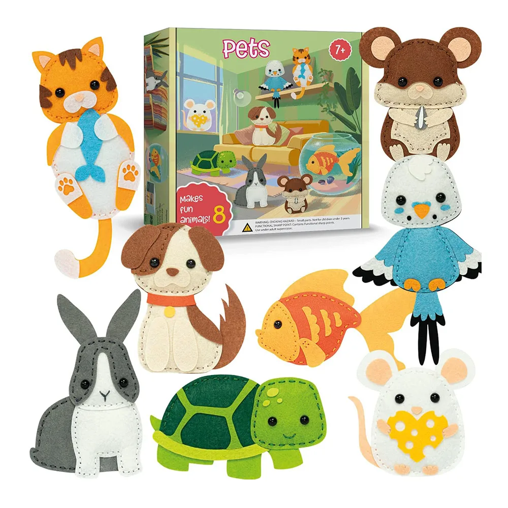 Wholesale DIY needle felt animal toy handmade kid sewing kit fun and educati Boy Girls easy to sew your Own Felt Animals Doll