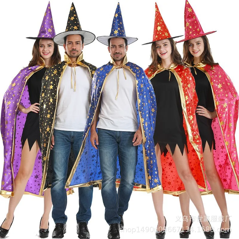 Halloween Costumes Cosplay Kids Wizard Party Costume Cloak Fancy Dress Witch Cape With Hat for Boys Girls Toddlers