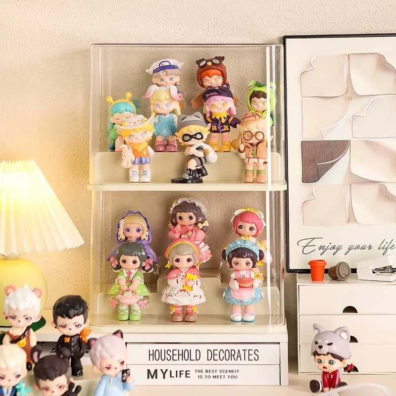 Blind box storage display rack, acrylic transparent dustproof music master office display cabinet