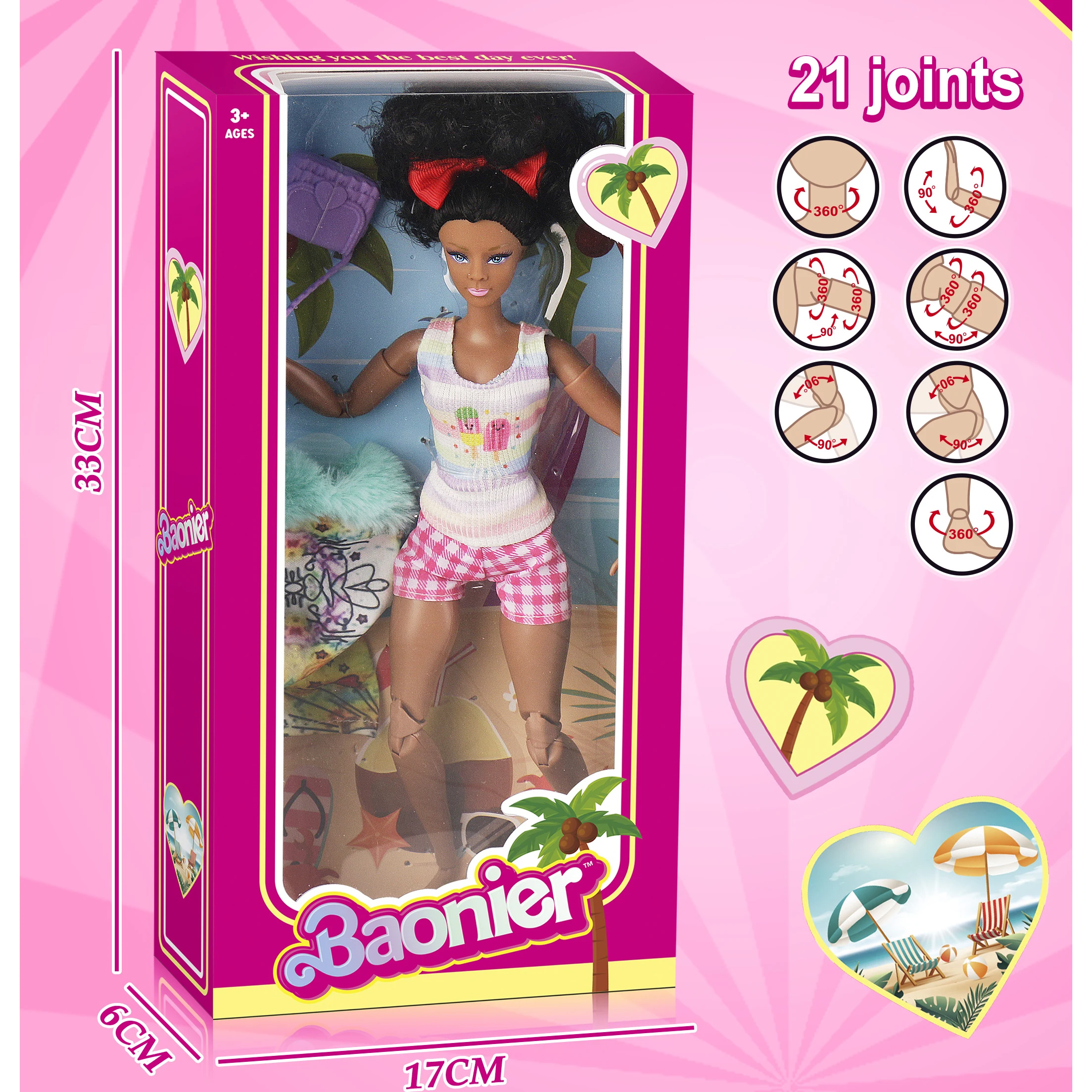 Wholesale Customized 21 Joints 11.5 Inch  Black Dolls Plastic Joint Girls Black Doll Chubby American and African Doll