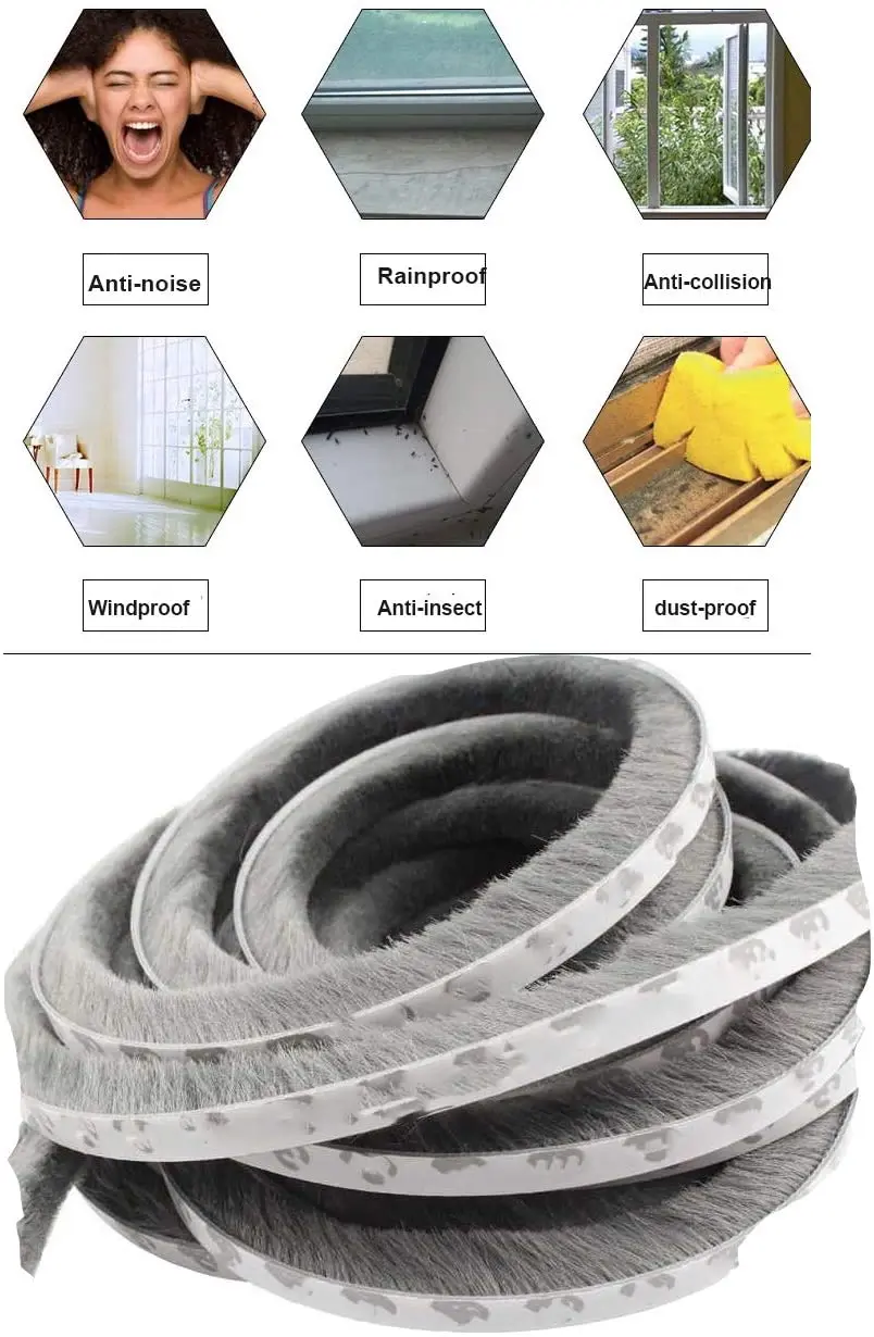 High-sealing fin weather strip commercial door bottom seal finned pile weatherstripping