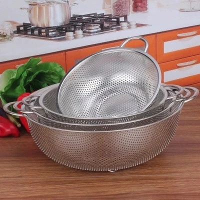 6 pcs Stainless Steel Mesh Micro-Perforated Drain Strainer Fine Mesh Strainers Colander Set