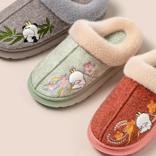 Giant panda cotton slippers female winter indoor home warm anti-slip wear-resistant plush slippers
