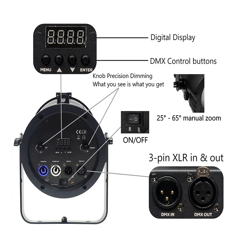 Stage Lighting 300W Manual Zoom Profile Spotlight LED COB Bicolor Image Lamp Gobo Projector for Party Club Theater Museum Studio