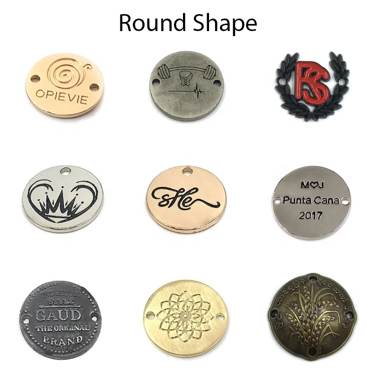 Custom Eco-Friendly Small Crown Shaped Metal Logo Tag Sustainable Plating Technique for Clothes Label Tag