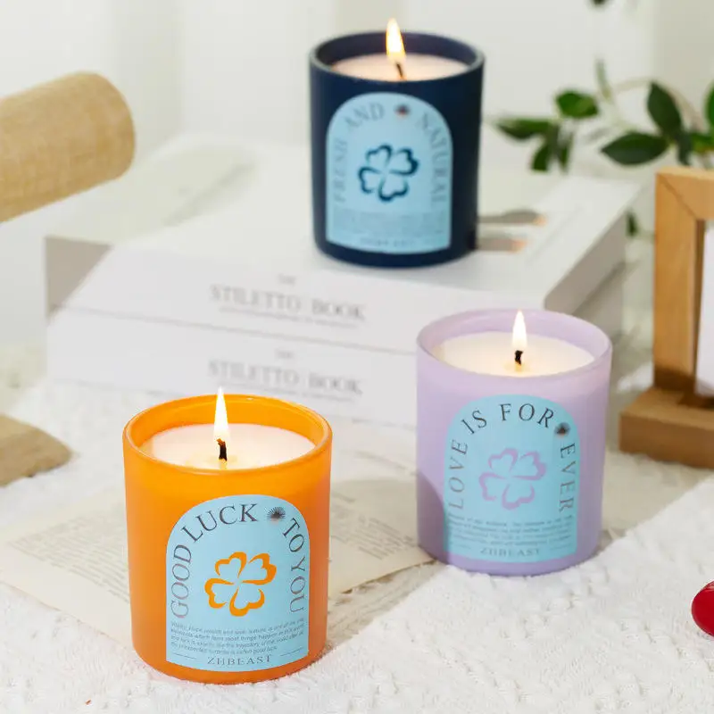High Quality Round Iridescent Glass Christmas Candle Jar Private Label Aromatherapy Soy Wax Scented Candles