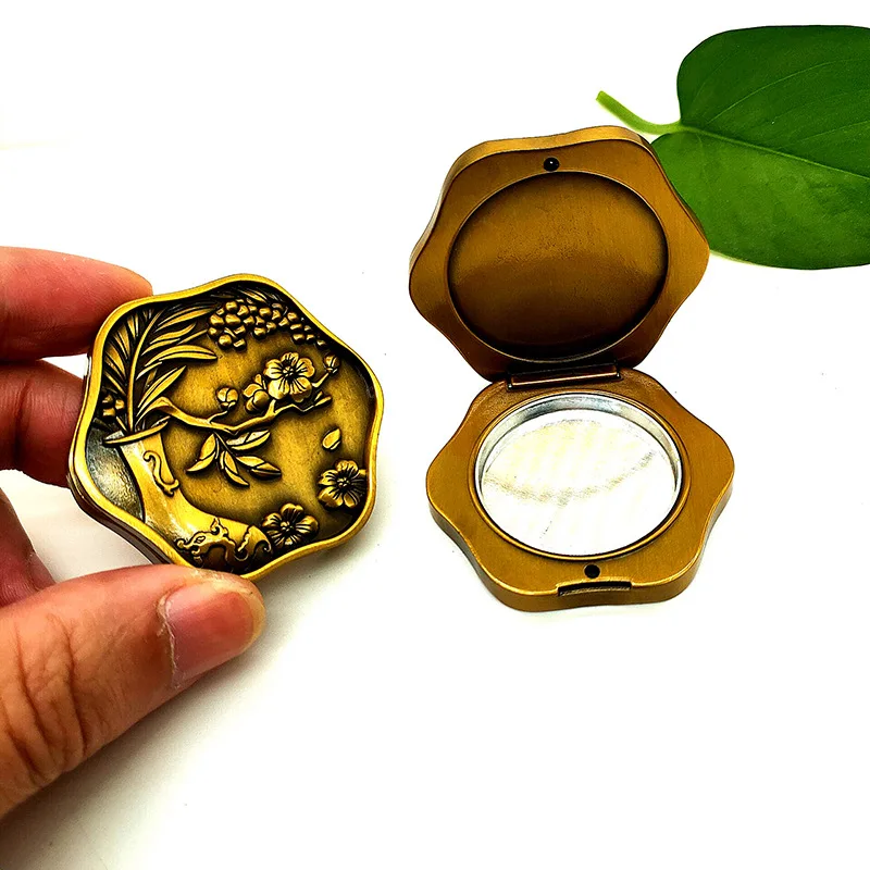 Round vintage gold Fragrance Balm Portable Women Solid Cologne Metal Box Men Solid Perfume metal box