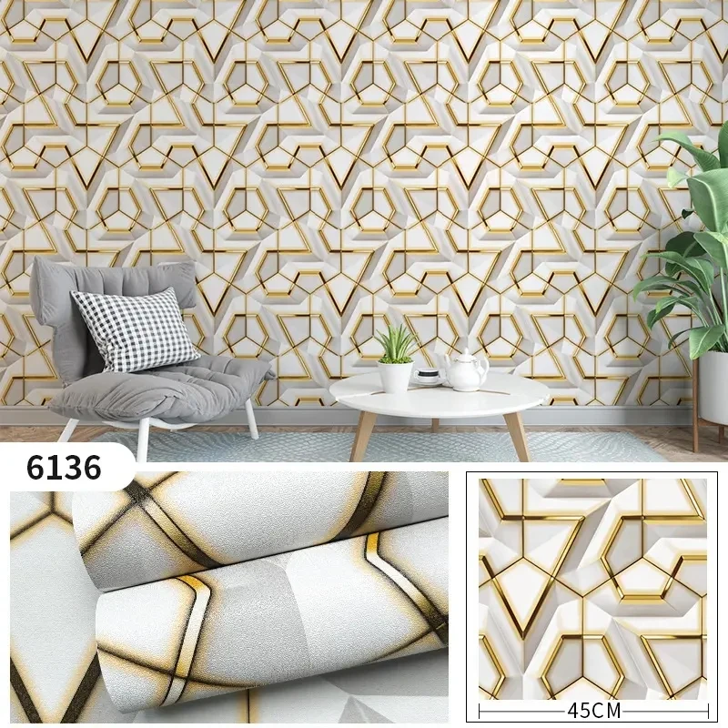 Household 3D Geometry Wallpaper Ins Style Self Adhesive Wallpaper Solid Color Wallpaper Home Wall Paper
