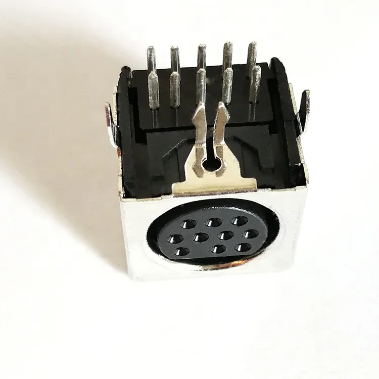 Fresh Produce Circular Din Jack Connector 10Pins Cores Female Connector Right Angle Mini Din Connector