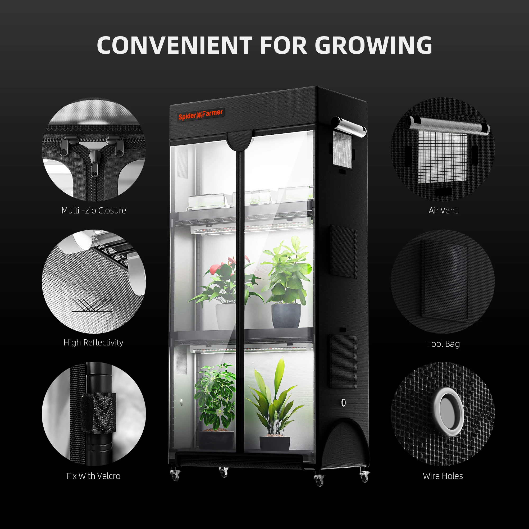 Grow Kits 4 Tier Plant Stand With Grow Lights 108W Plant Shelf with Tent for Indoor Plant and Greenhouse spider farmer