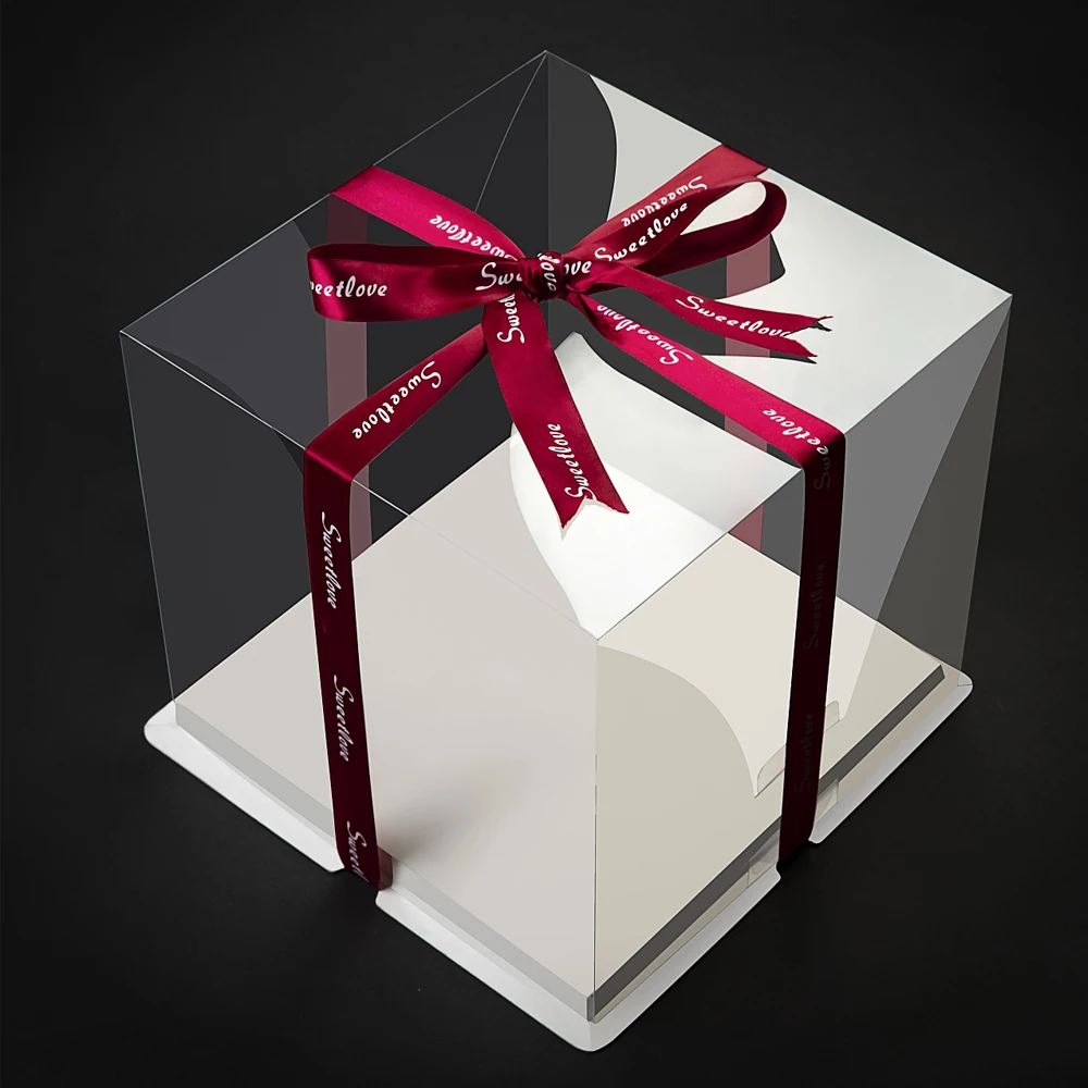 tall clear transparent plastic wedding pvc cake boxes packaging 12 inches with clear window and lid