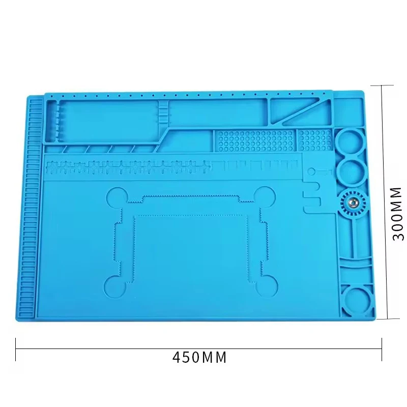 Высококачественная Силиконовая Термостойкая паяльная Подушка 450*300 мм синий Рабочий коврик Магнитная Антистатическая платформа для обслуживания