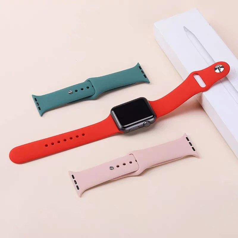 
Rubber Silicone Sport apple custom watch strap Replacement Wrist Strap for Apple i Watch Series 4/3/2/1 38mm 40mm 42mm 44mm 