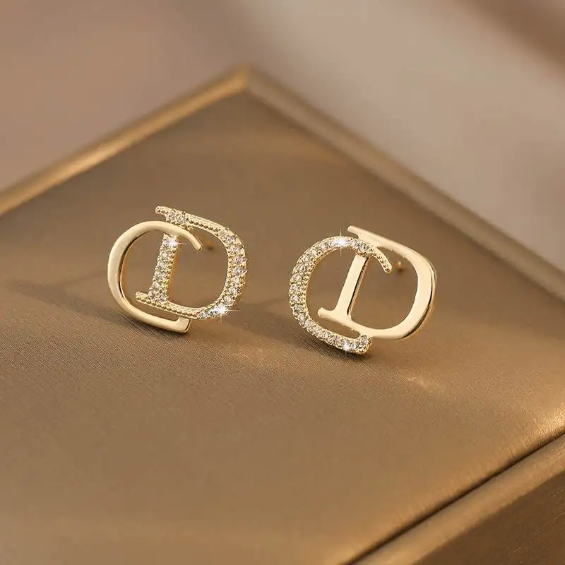 2024 Trendy Initial Letter Stud Earrings For Women Luxury Party Earrings Ear