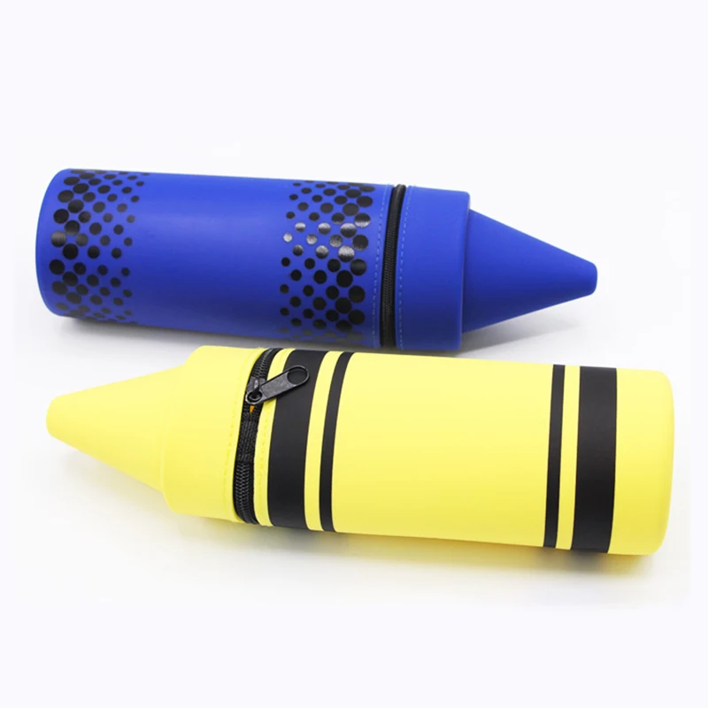 Wholesale Customize Pencil Case Pen Pouch Silica Gel Pen Shape Portable Waterproof With Zipper Stationery Bag