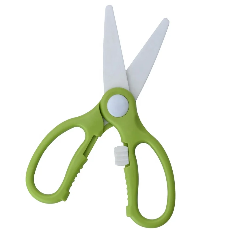 Rounded tip kitchen shears sharp blade Zirconia ceramic scissors with lock for cutting fruits vegetables meat pasta baby food