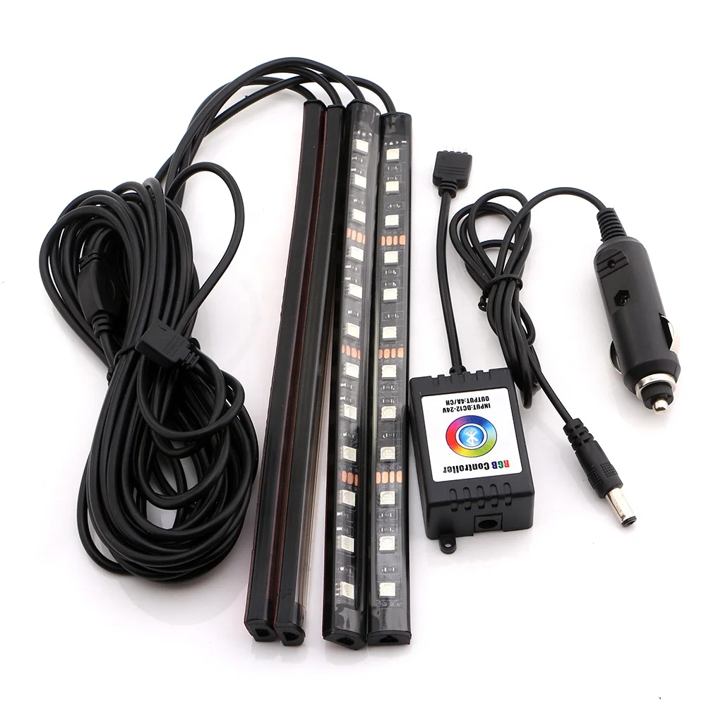 
Multi-color 4x12SMD 5050 LED Car Interior/Exterior Decorative Light Strips APP/RGB Control Waterproof Auto Lighting 