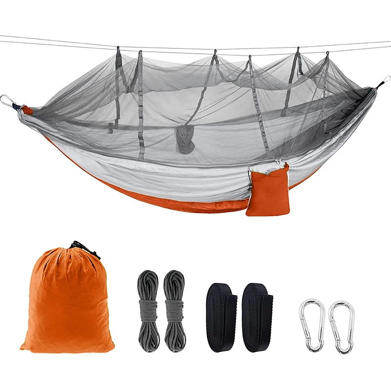 Manufacturer Custom Double and Single Travel Lightweight Outdoor Camping Hammock with mosquito net and rainfly