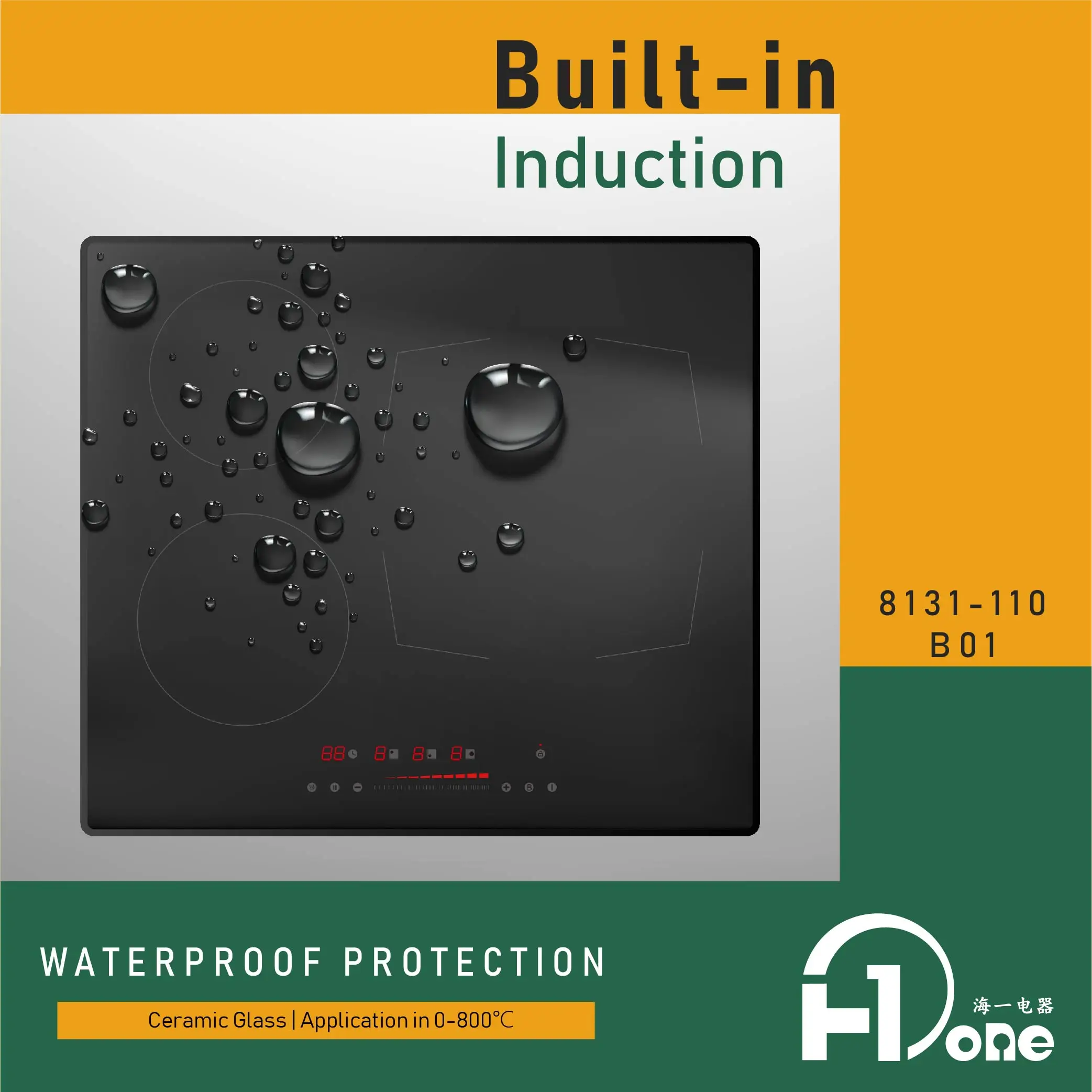 60 cm Electric Three Burner Induction Cooker 3 Round Burners Built in Installation with Digital Display