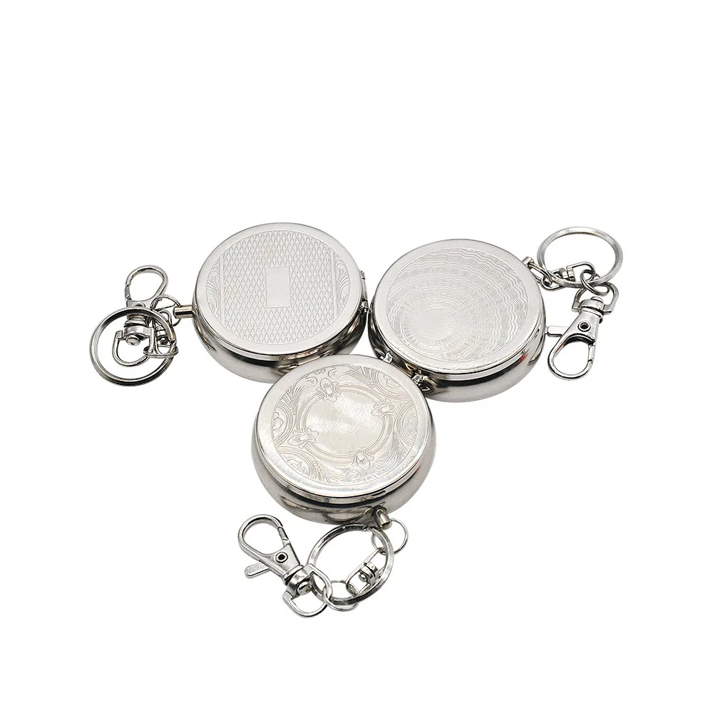 Wholesale creative round keychain ash portable mini stainless steel ashtrays