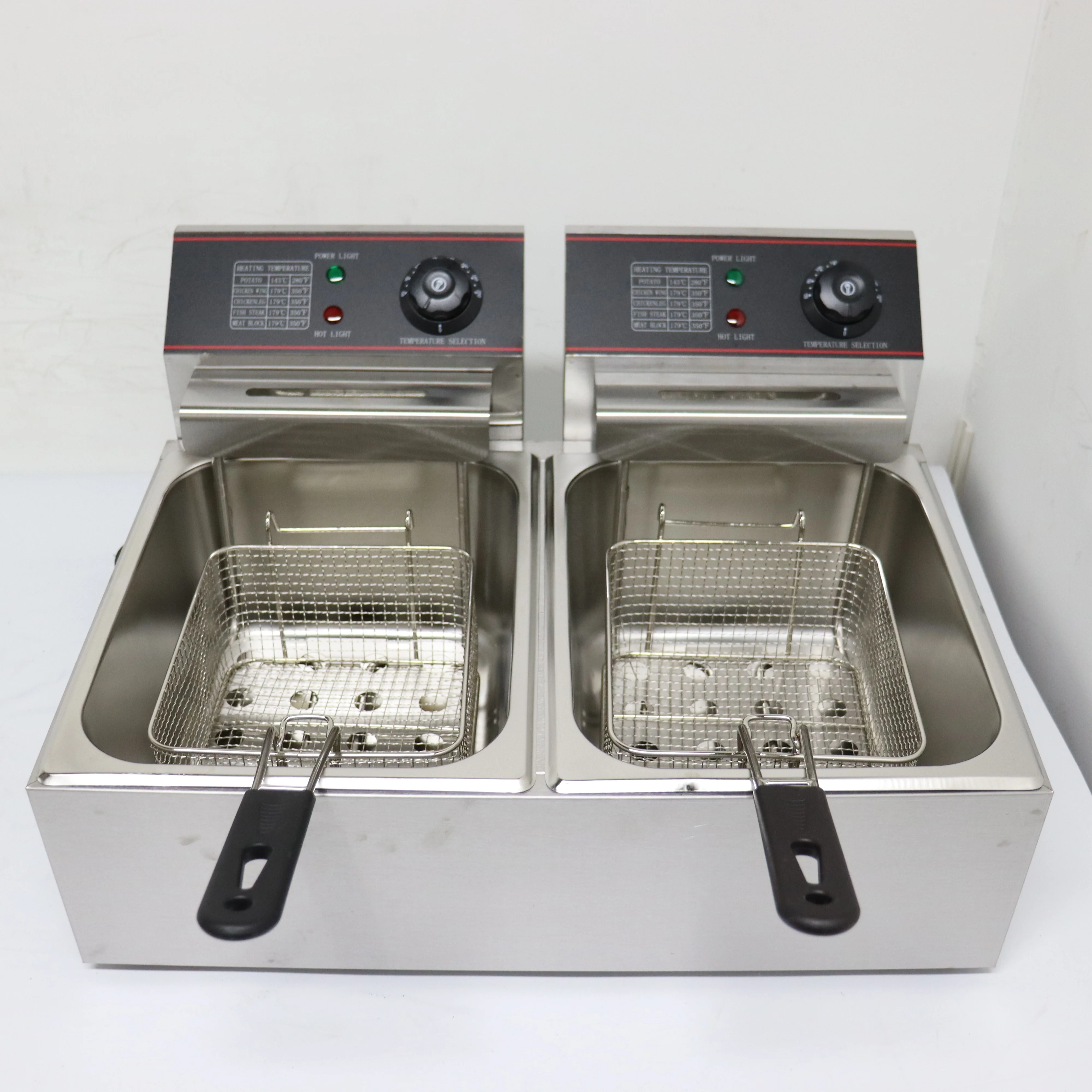Custom 12L Electric Commercial Countertop Double Basket Stainless Steel Chips Frier Deep Fryers Suitable For Restaurants&hotels